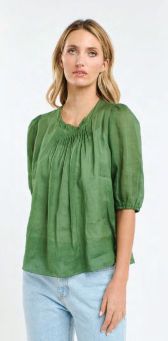 ARIEL PINTUCK TOP - GREEN