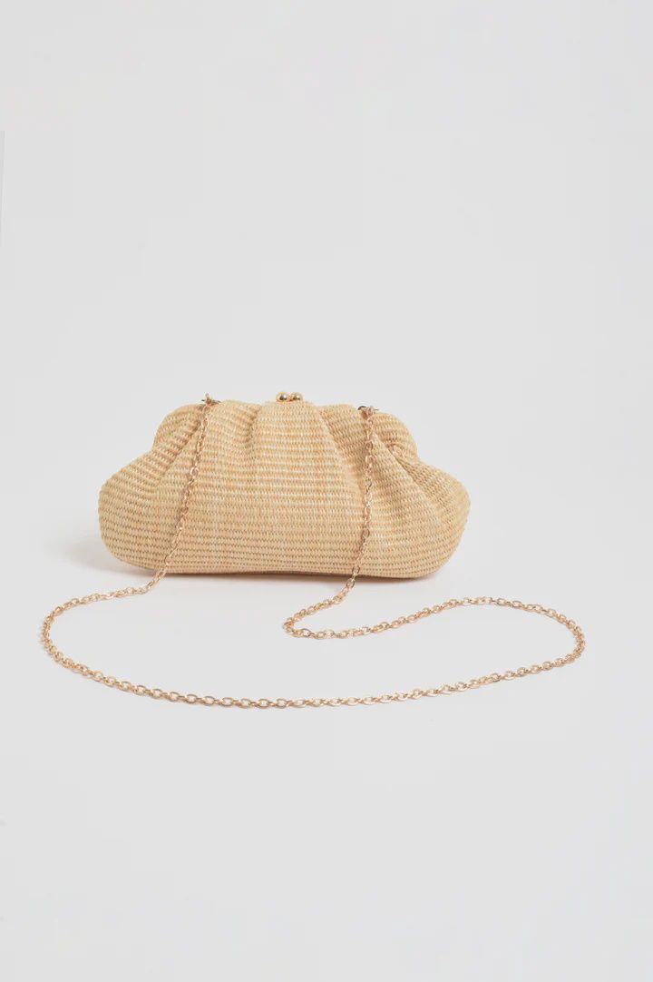 WEAVE GATHERED CLUTCH - NATURAL