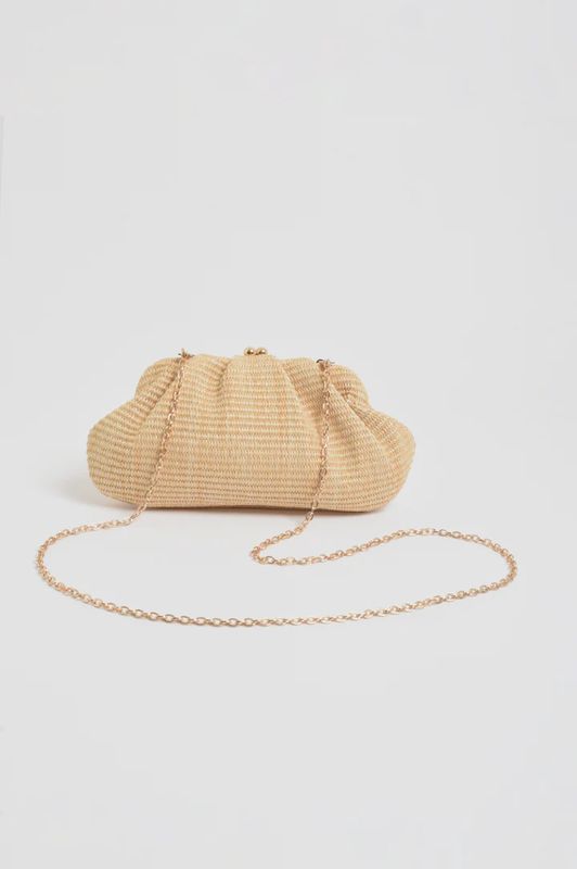 WEAVE GATHERED CLUTCH - NATURAL