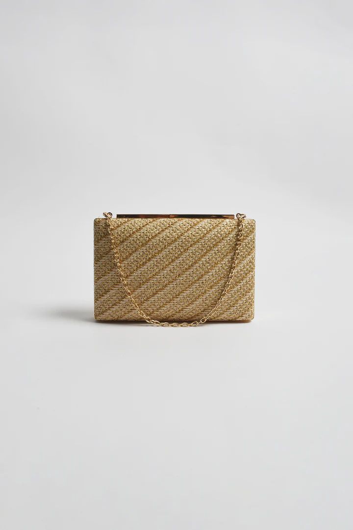 WEAVE STRUCTURED CLUTCH - GOLD