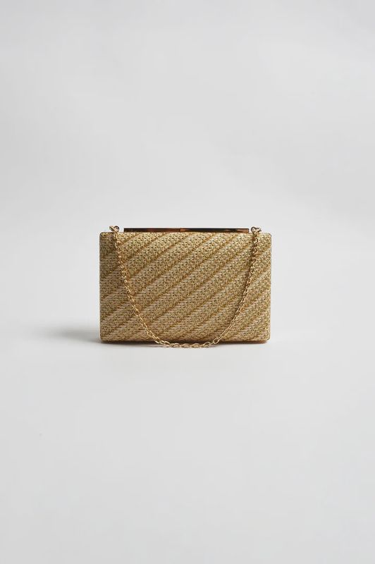 WEAVE STRUCTURED CLUTCH - GOLD
