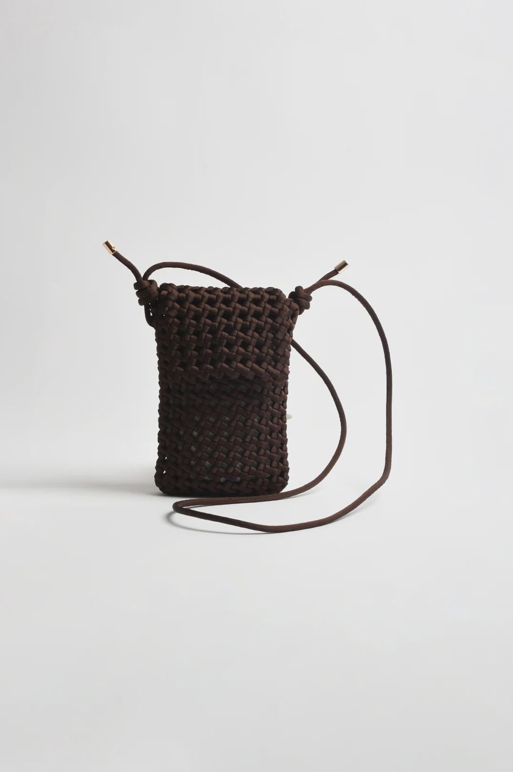 WOVEN SATIN BAG - CHOC