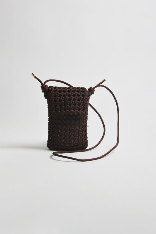 WOVEN SATIN BAG - CHOC