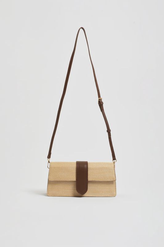 WOVEN FOLD OVER BAG - NATURAL