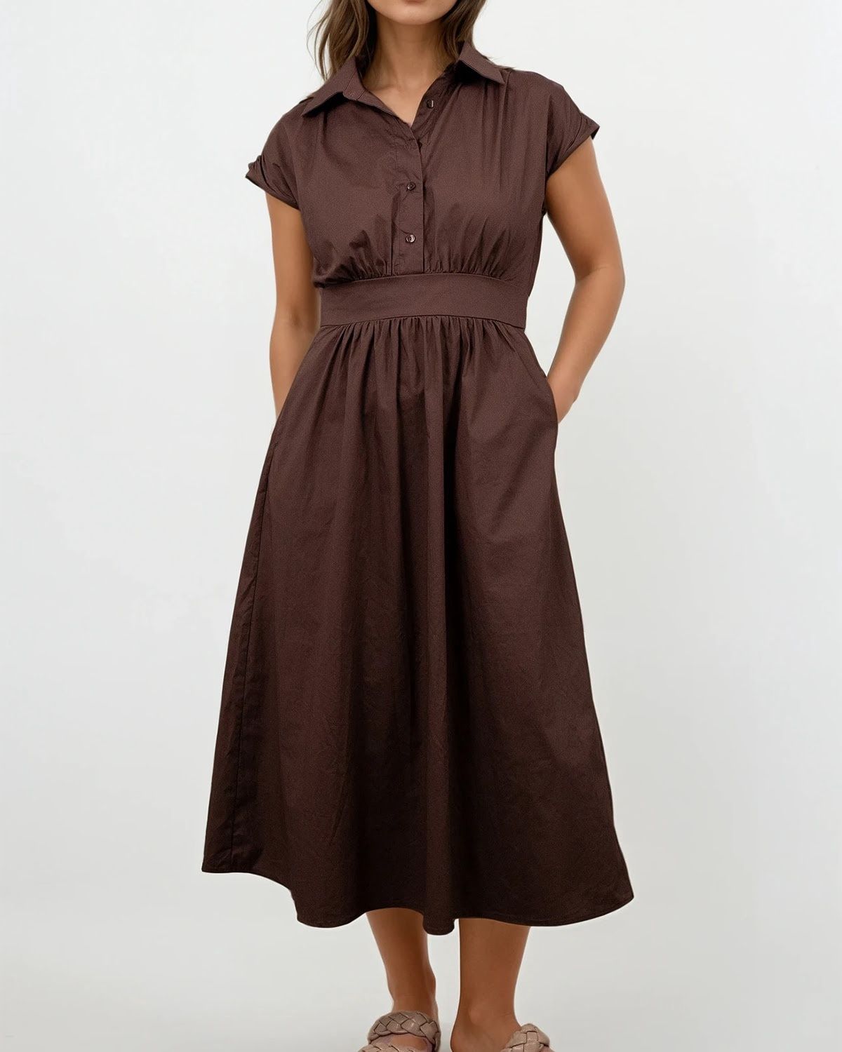 SALLY MIDI DRESS - CHOCOLATE