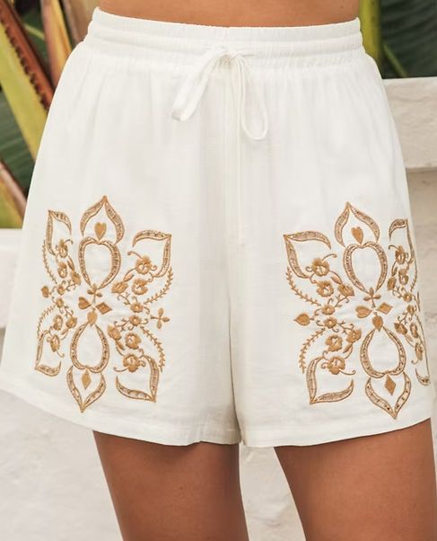 IVIE EMBROIDERY SHORT - IVORY
