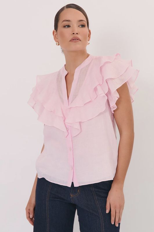 MICKY FRILL BLOUSE - PINK