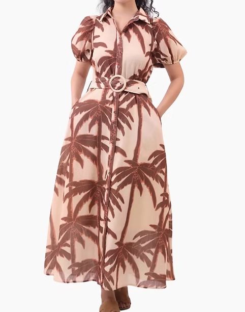 SAFFY PALM DRESS - CHOC