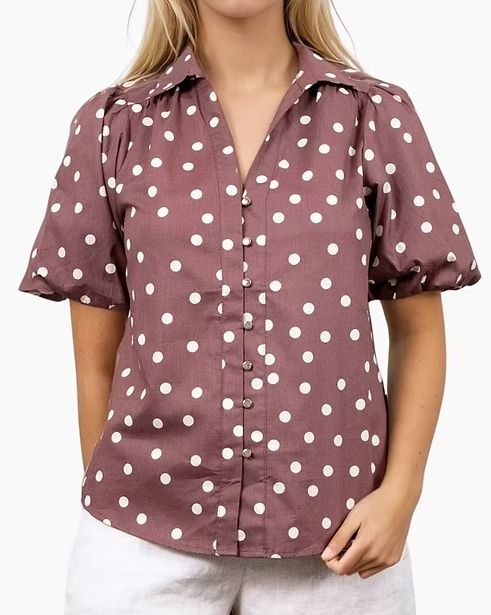 ELLISE PUFF SLEEVE BLOUSE - CHOC