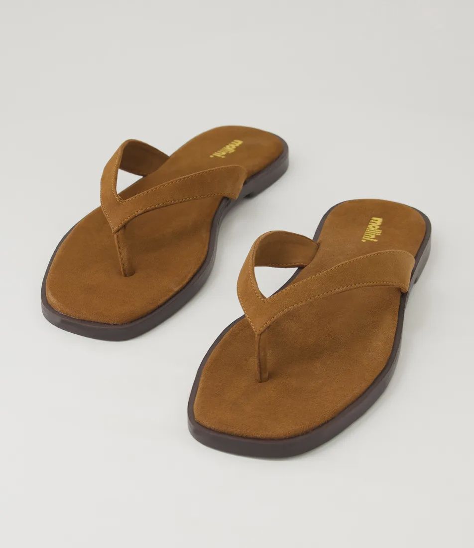 JULIENA SUEDE THONG - COGNAC