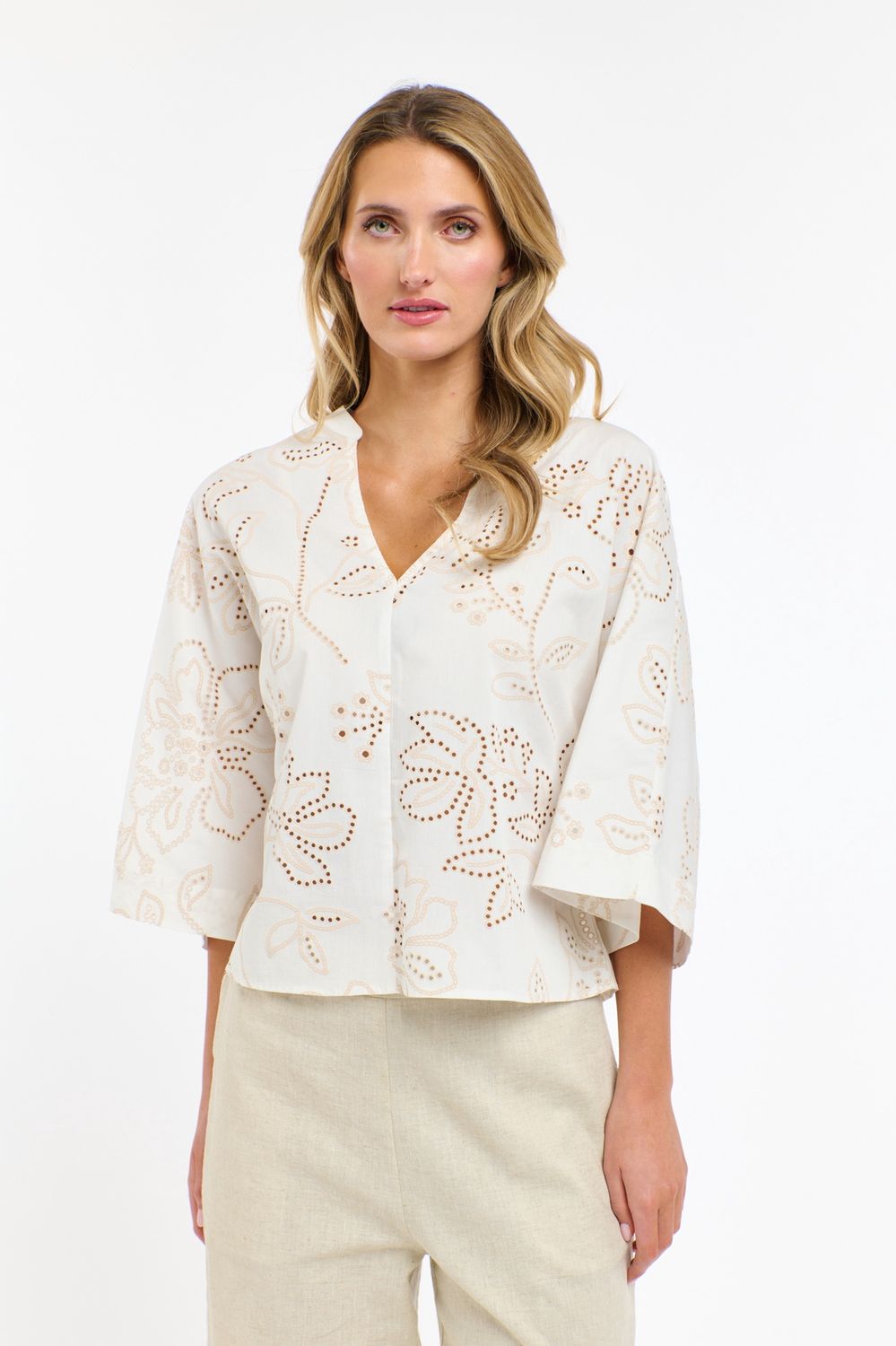 LANA WIDE SLEEVE BLOUSE - WHT