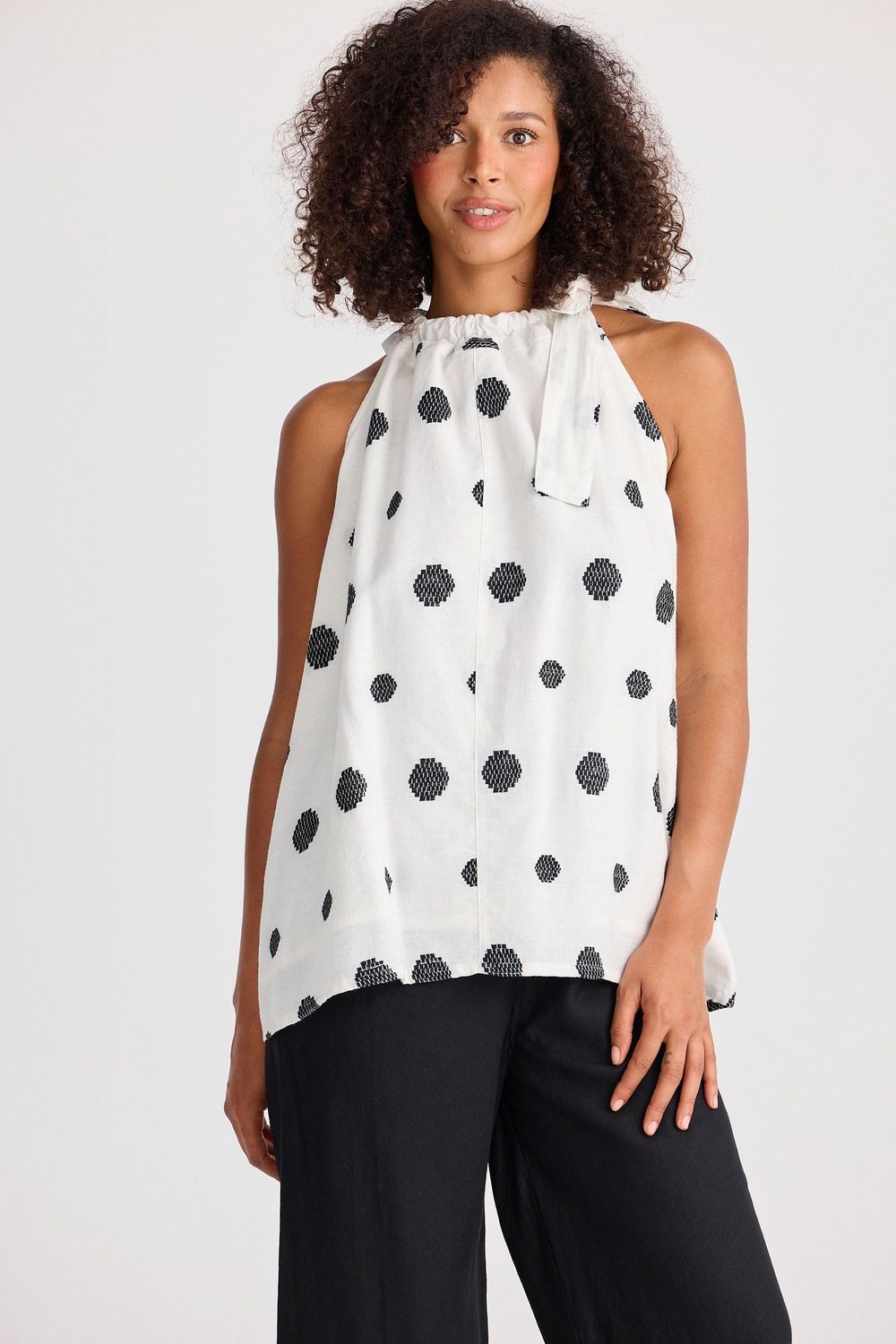 LUCIA SPOT BLOUSE - WHT