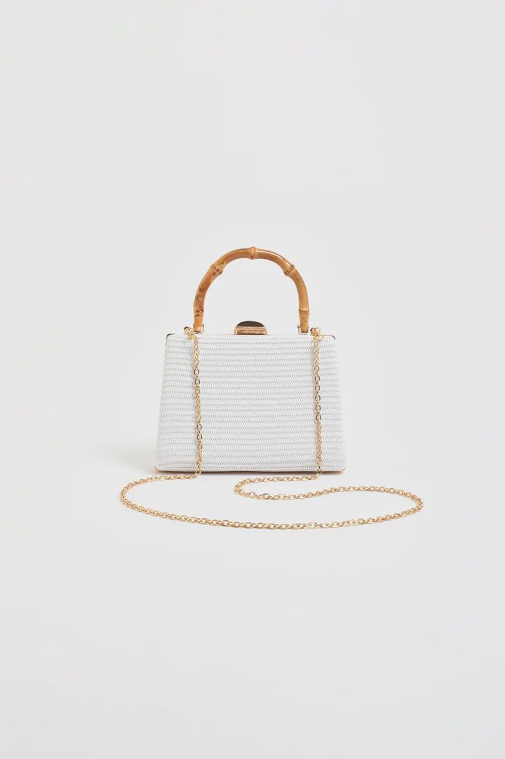 BAMBOO HANDLE BAG - WHITE