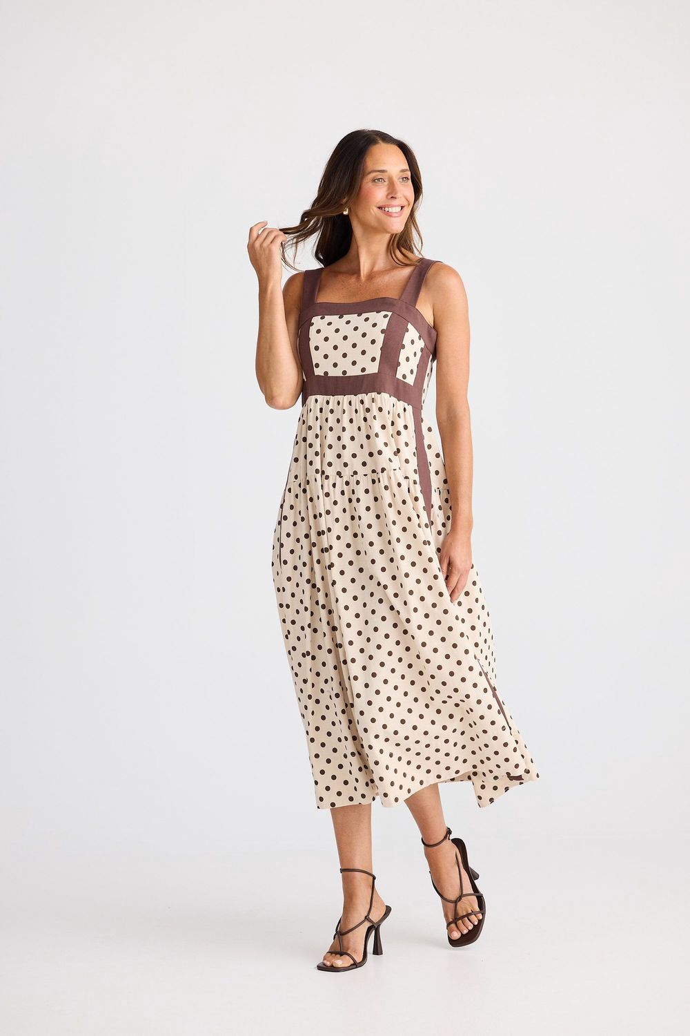 JOLIE MIDI DRESS - CHOC/SPOT
