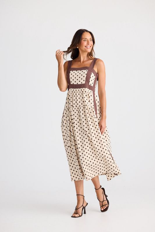JOLIE MIDI DRESS - CHOC/SPOT