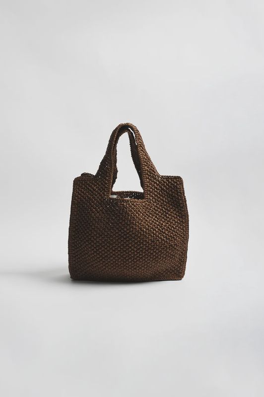 LANIE RAFFIA WEAVE TOTE - CHOC