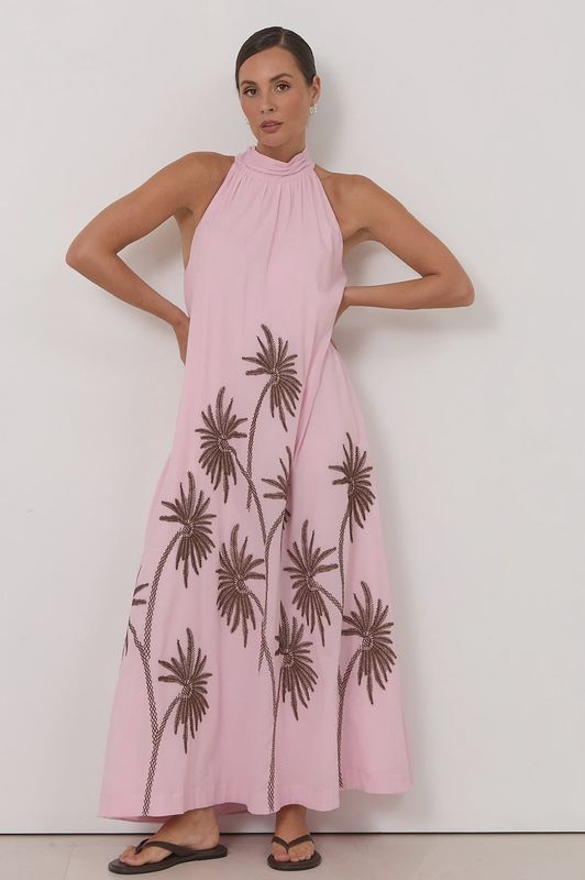 KENZIE HIGH NECH MAXI DRESS - PINK