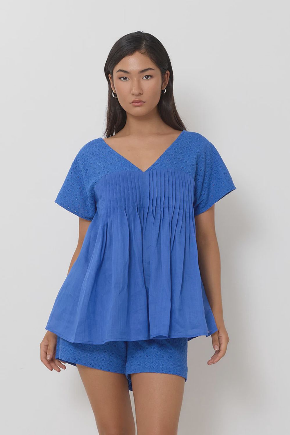 SIDNEY LACE BLOUSE - BLUE