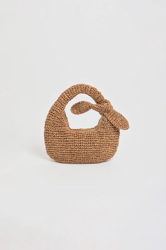 BOW HANDLE MINI BASKET - CAMEL