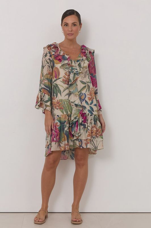 MANDY PRINT MIDI DRESS - GREEN