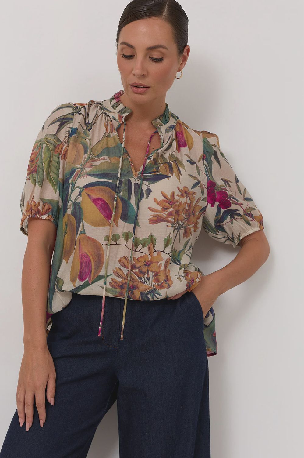 SANDRA SEVILLE PRINT BLOUSE - GREEN