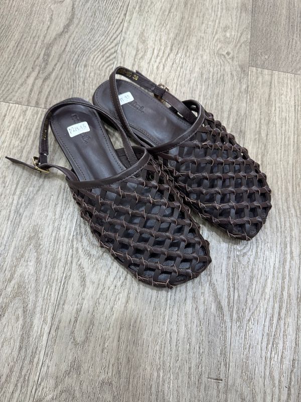 PAREE LEATHER WEAVE FLATS - CHOC