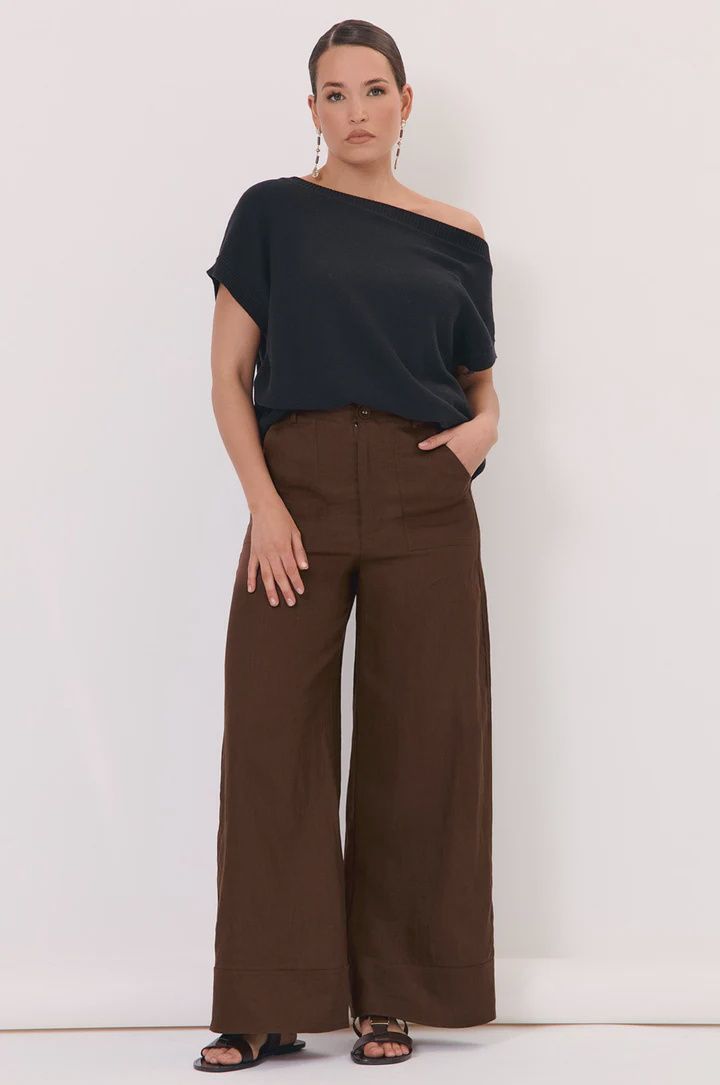 AVALON WIDE LEG PANT - CHOCOLATE