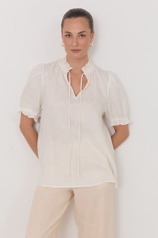 SANDRA SHORT SLEEVE BLOUSE - WHITE