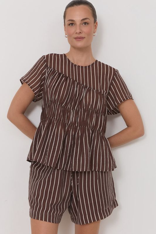 EVREN CAP SLEEVE BLOUSE - STRIPE