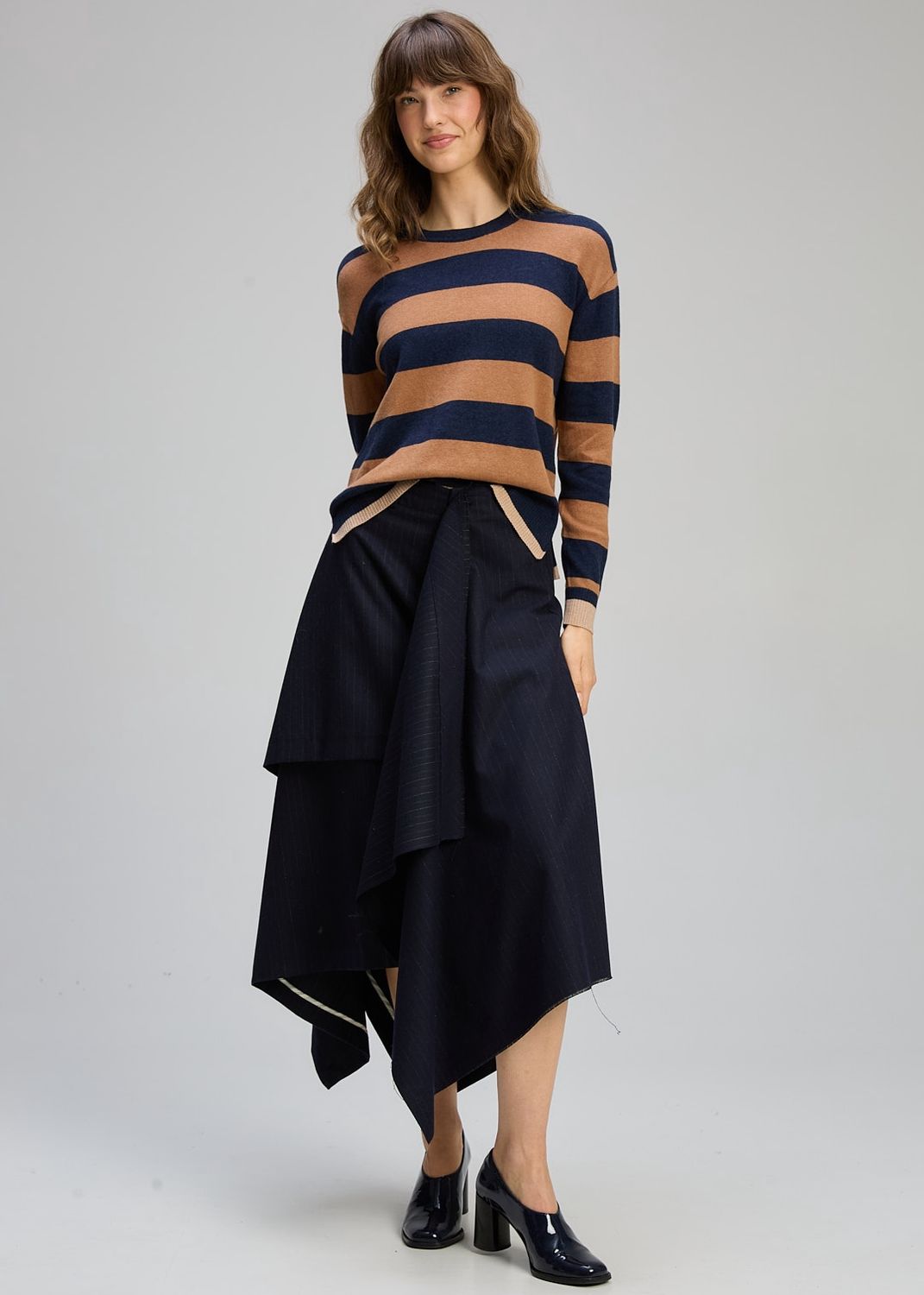 RIVER STRIPE CLASH JUMPER - DK DENIM