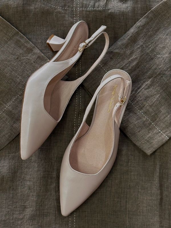 LINLY LEATHER HEELS - NUDE