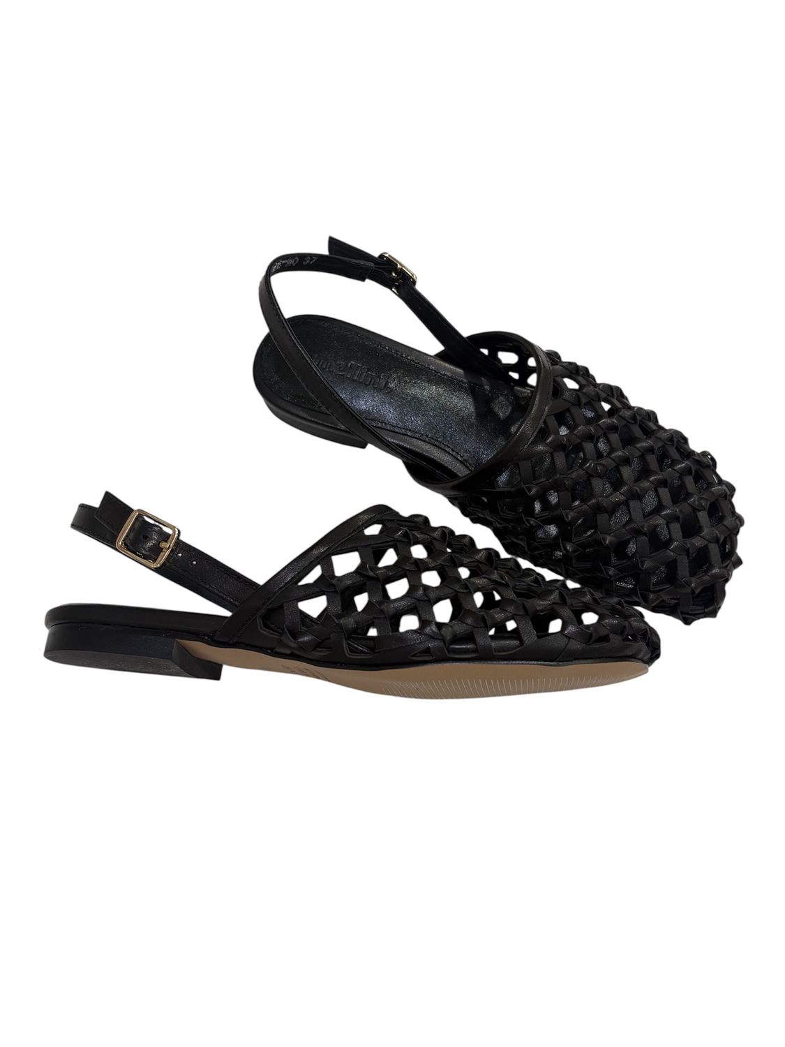 PAREE LEATHER FLAT - BLACK
