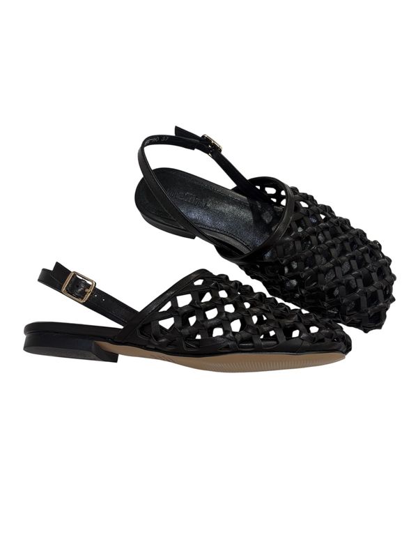 PAREE LEATHER FLAT - BLACK