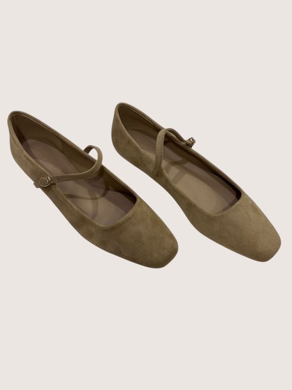 FION SUEDE FLAT - BISCUIT