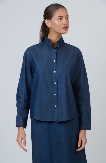 NELIA COLLAR BLOUSE - DENIM