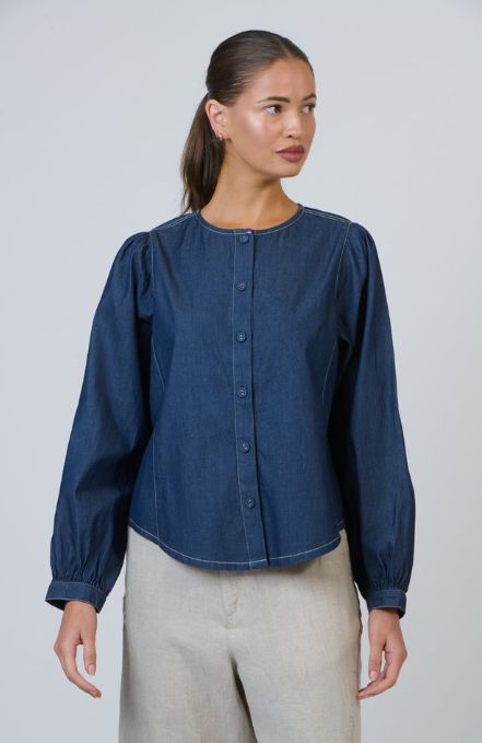 STEPHANIE TAILORED BLOUSE - DENIM