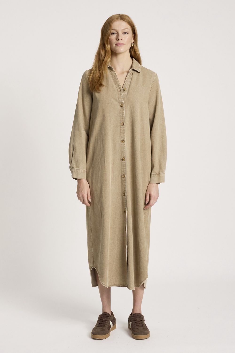BODHI DENIM SHIRT DRESS - FAWN