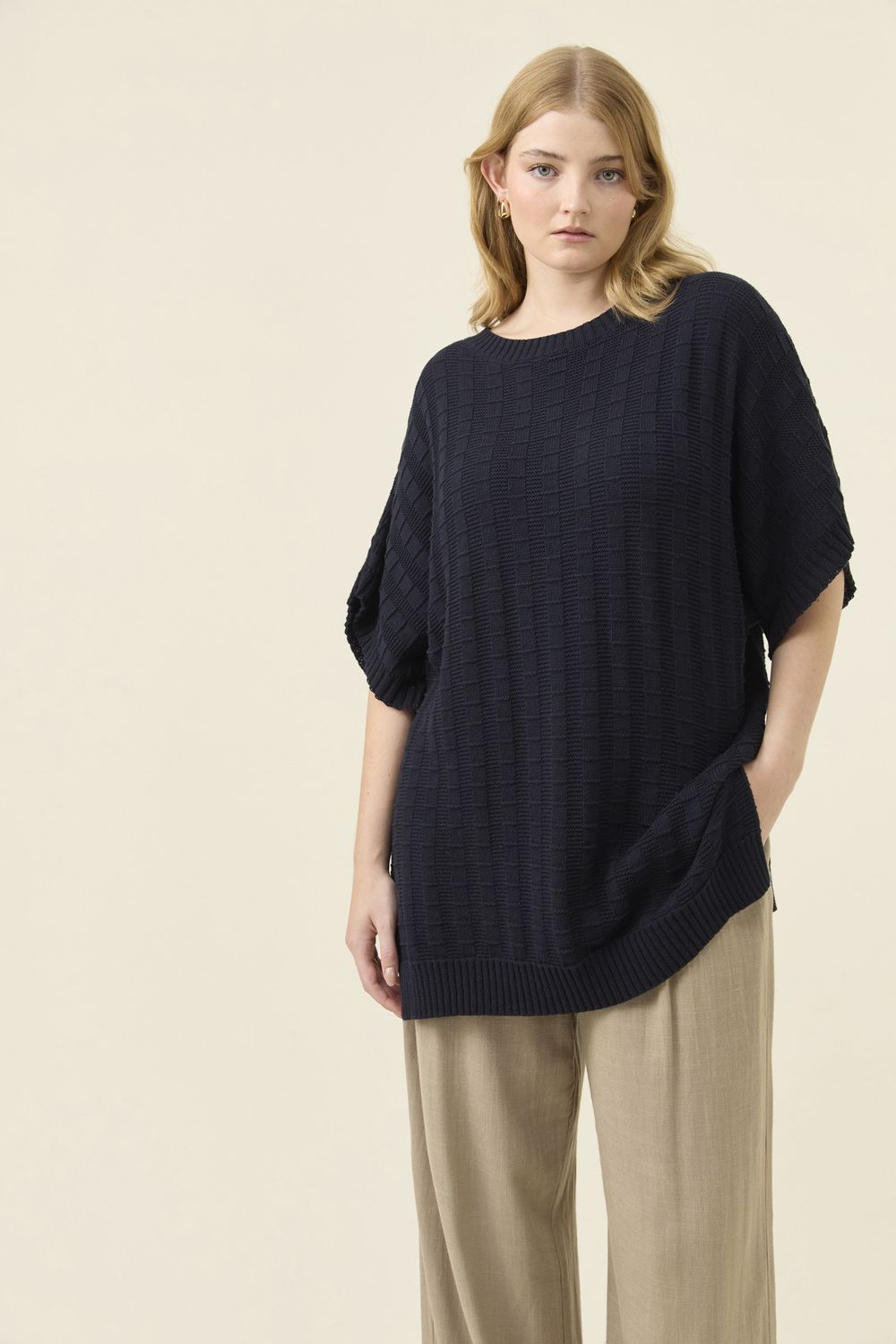 SADIE KNIT TOP - NAVY