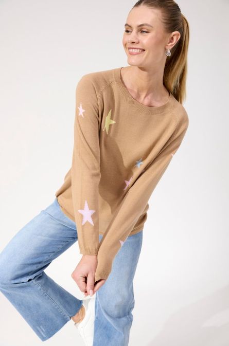 VERMONT STAR CREW JUMPER - TAN