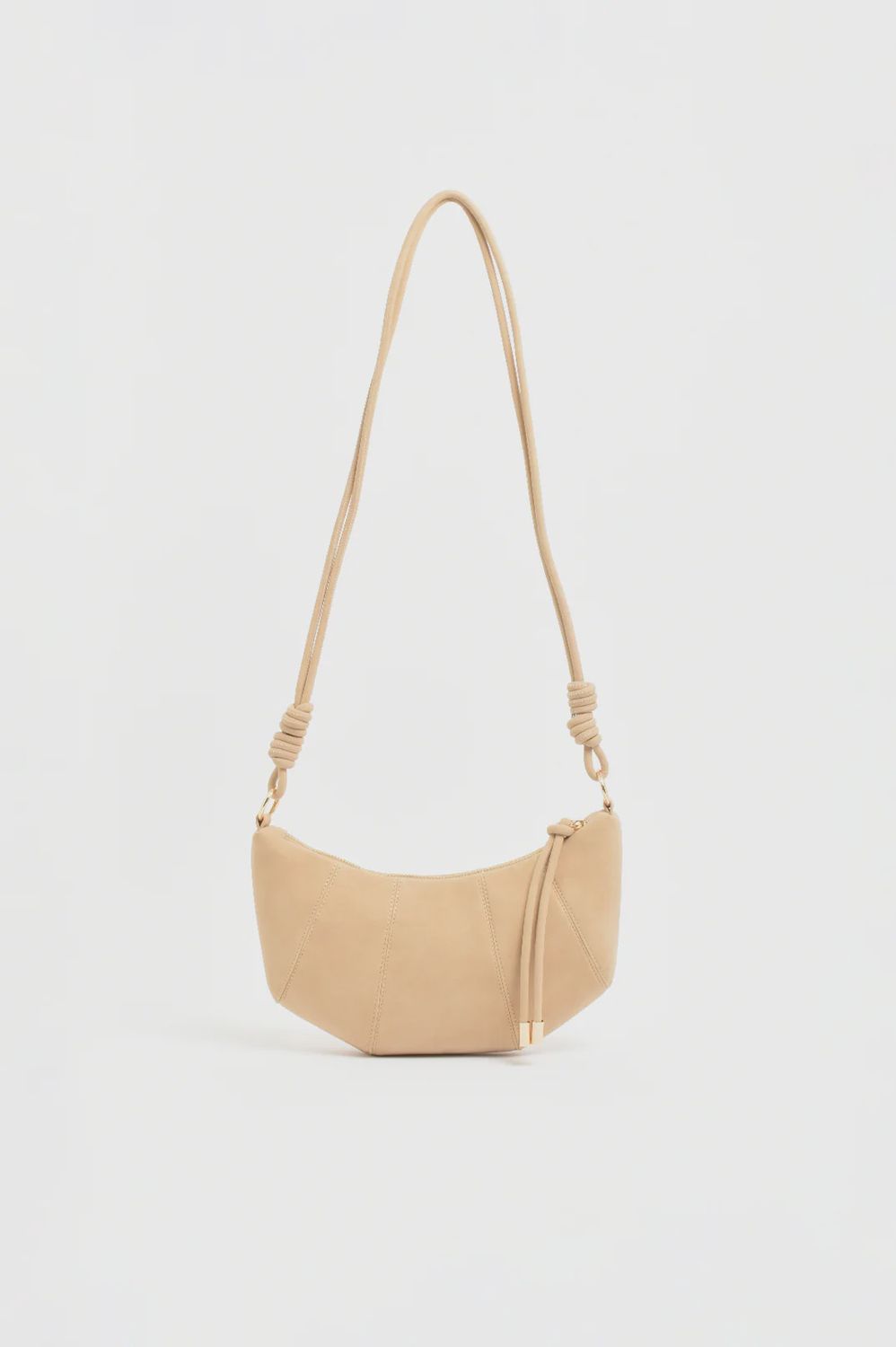 CURVED PANEL BAG - NUDE SUEDE