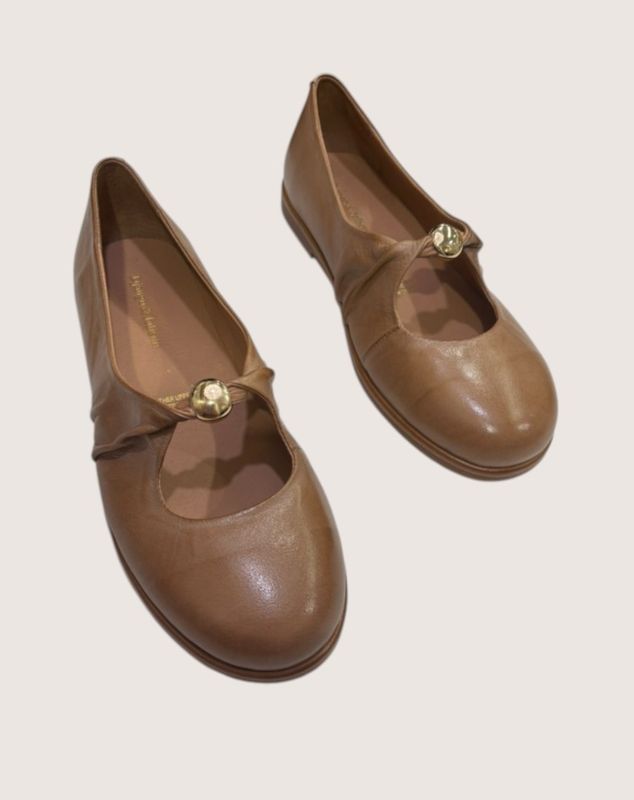 RESSOL LEATHER FLAT - COGNAC