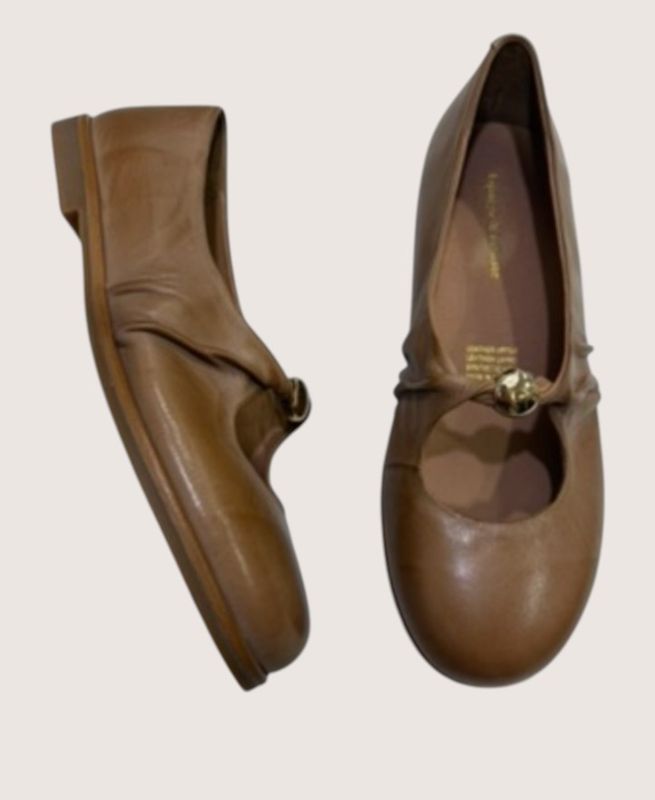 RESSOL LEATHER FLAT - COGNAC