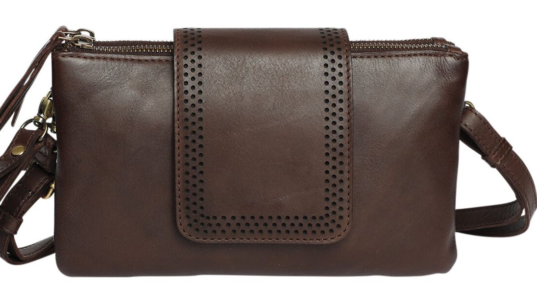 MARY LEATHER CROSS BODY - BROWN