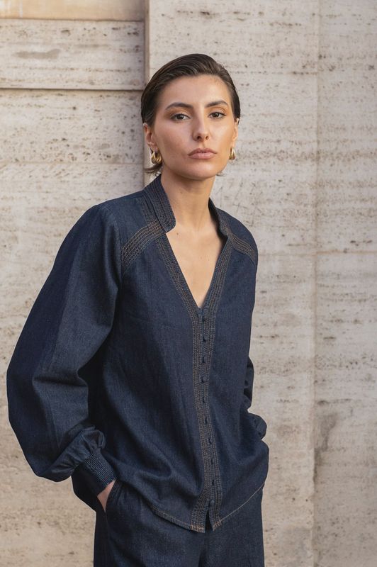 VIVI LIGHTWEIGHT TOP - DARK DENIM