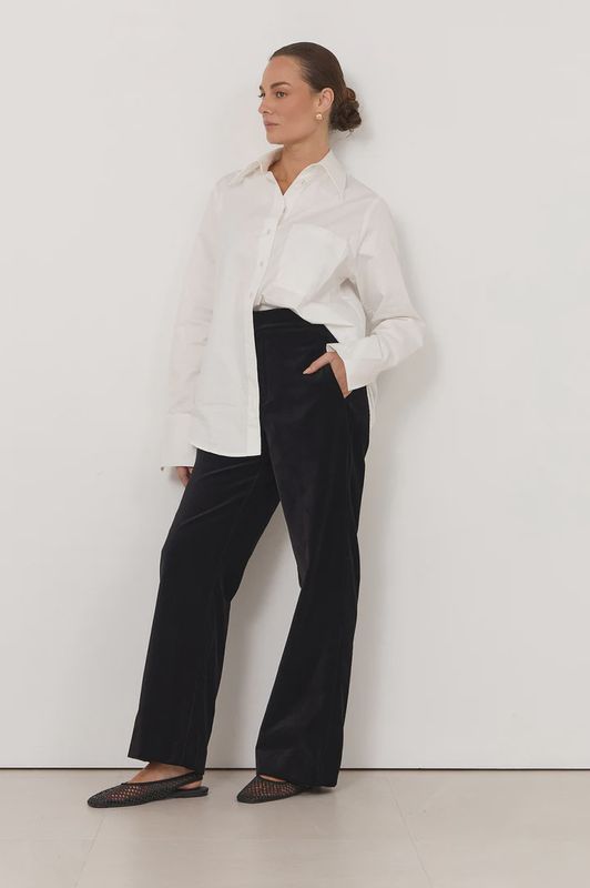 NISHA VELVET PANT - BLACK