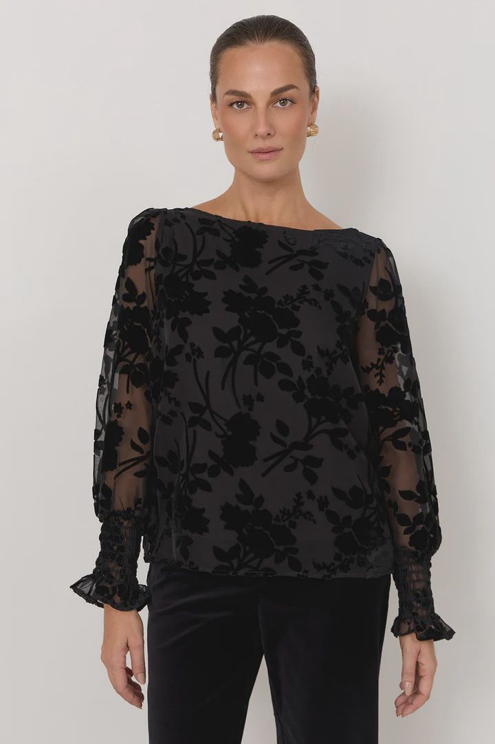 CLOVER BURNOUT TOP - BLACK