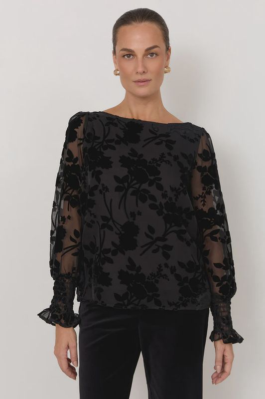 CLOVER BURNOUT TOP - BLACK