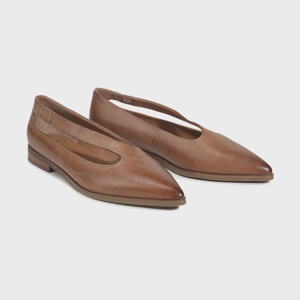 GOLD LEATHER FLATS - PEACAN