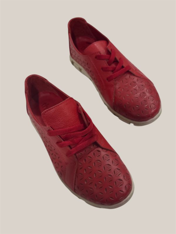NIXIE LEATHER SNEAKERS - RED