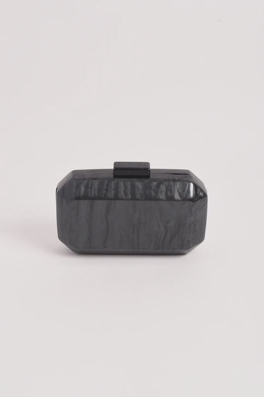 JULIANA BEVELLED EDGE RESIN CLUTCH - BLACK
